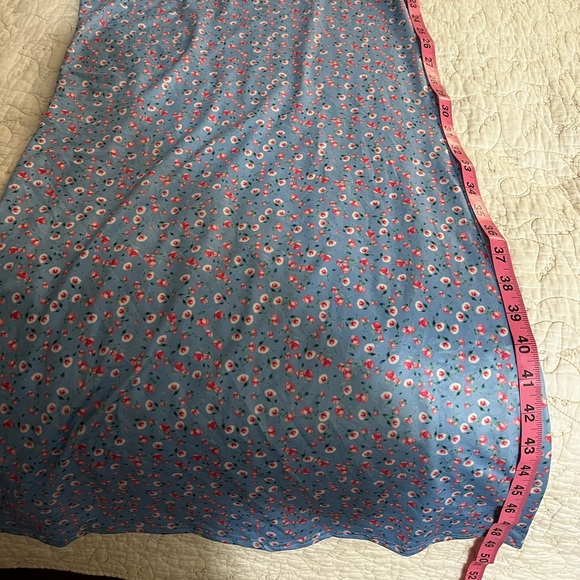 Floral Blue Dress with Spaghetti Straps - Picture 6 of 8